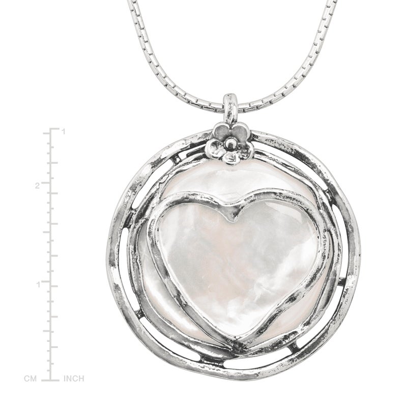 Silpada 'Lighthearted' Natural Mother-of-Pearl Heart Pendant Necklace in Sterling Silver, 18" + 2" - Image 5